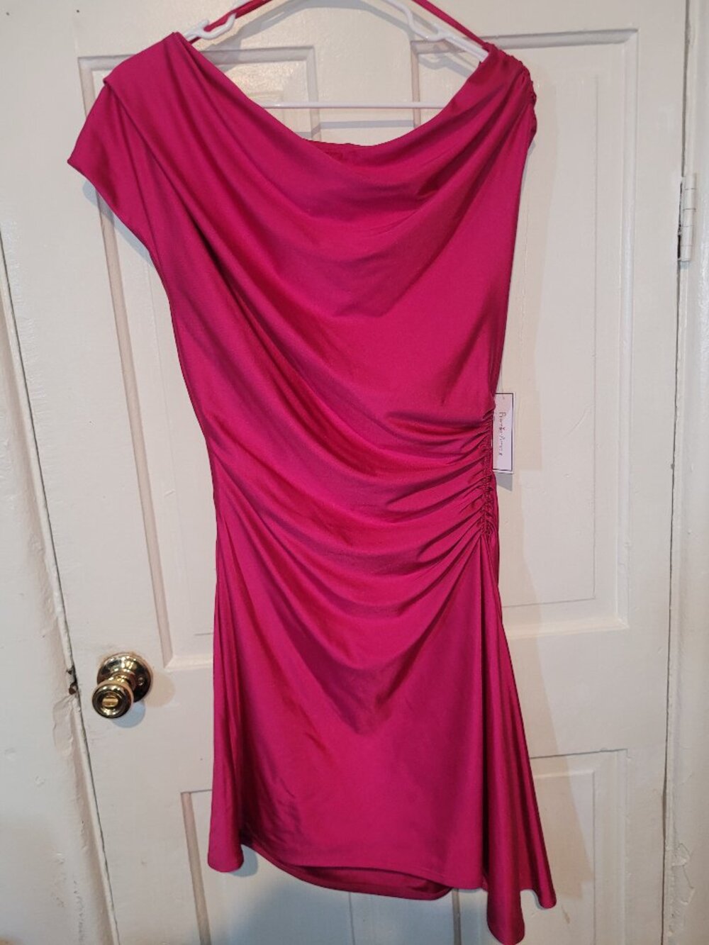 Premier Amour Pink Ruched Cowl Neck Dress Size 12